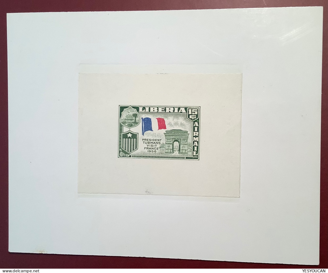 Liberia1958 Die Proof President Tubman’s Visit France1956 (architecture Arc De Triomphe Paris Flag Drapeau Napoléon - Liberia