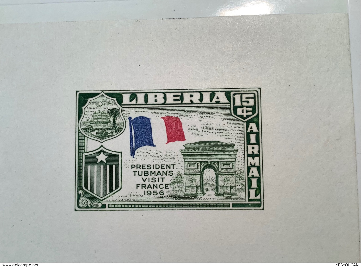 Liberia1958 Die Proof President Tubman’s Visit France1956 (architecture Arc De Triomphe Paris Flag Drapeau Napoléon - Liberia