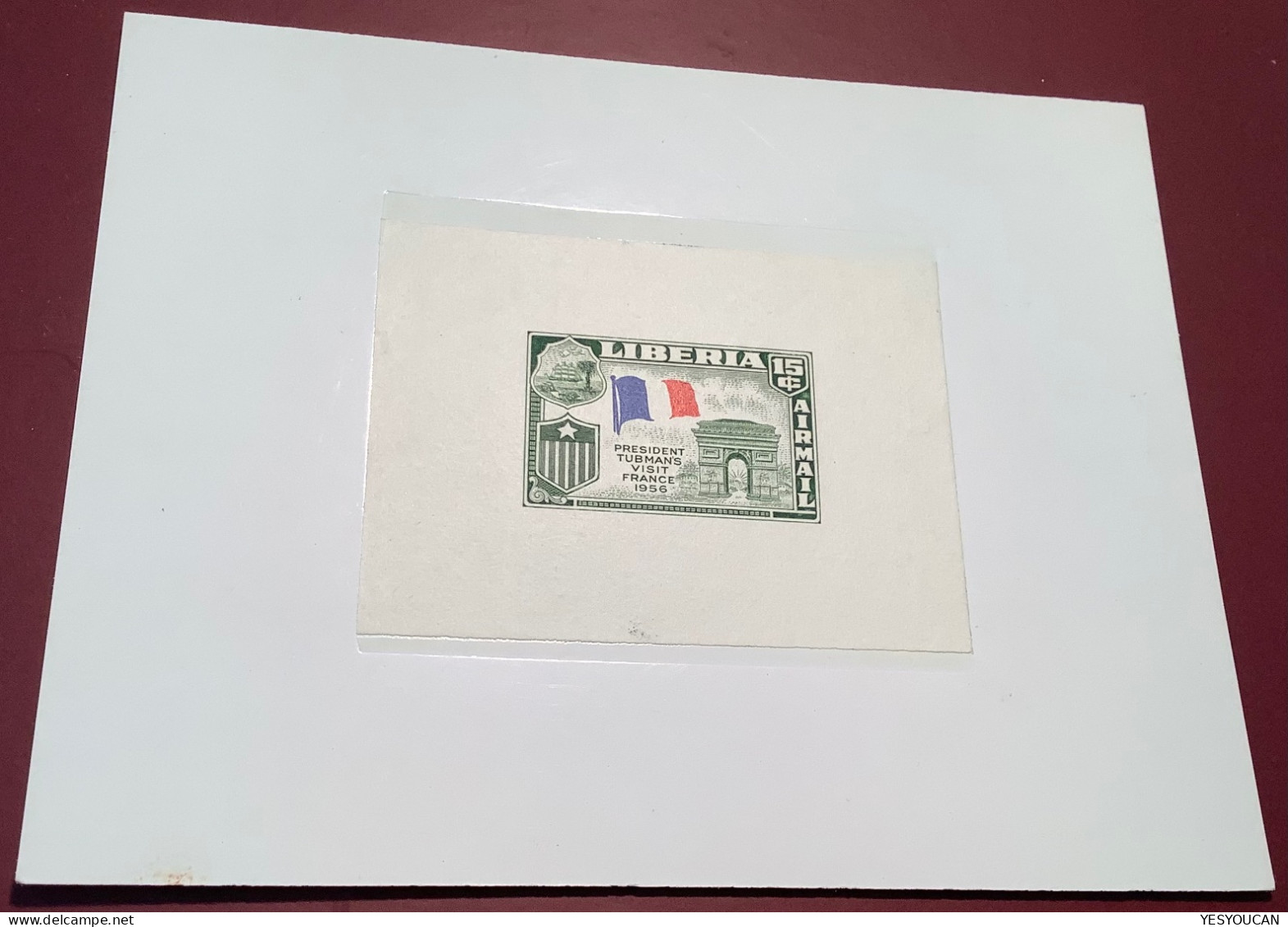 Liberia1958 Die Proof President Tubman’s Visit France1956 (architecture Arc De Triomphe Paris Flag Drapeau Napoléon - Liberia