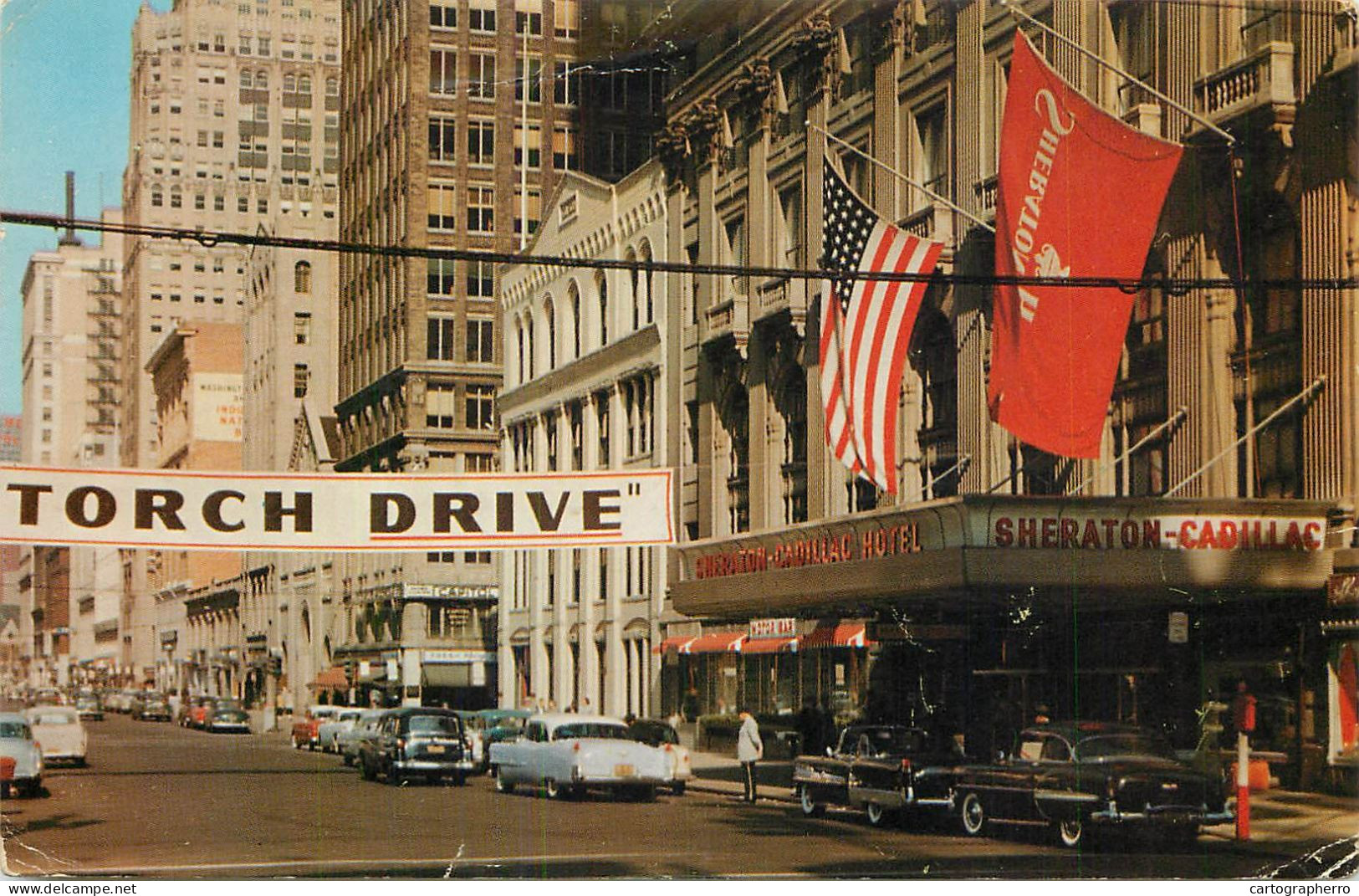 USA Detroit MI Washington Blvd & Main Entrance Of Sheraton-Cadillac Hotel - Detroit