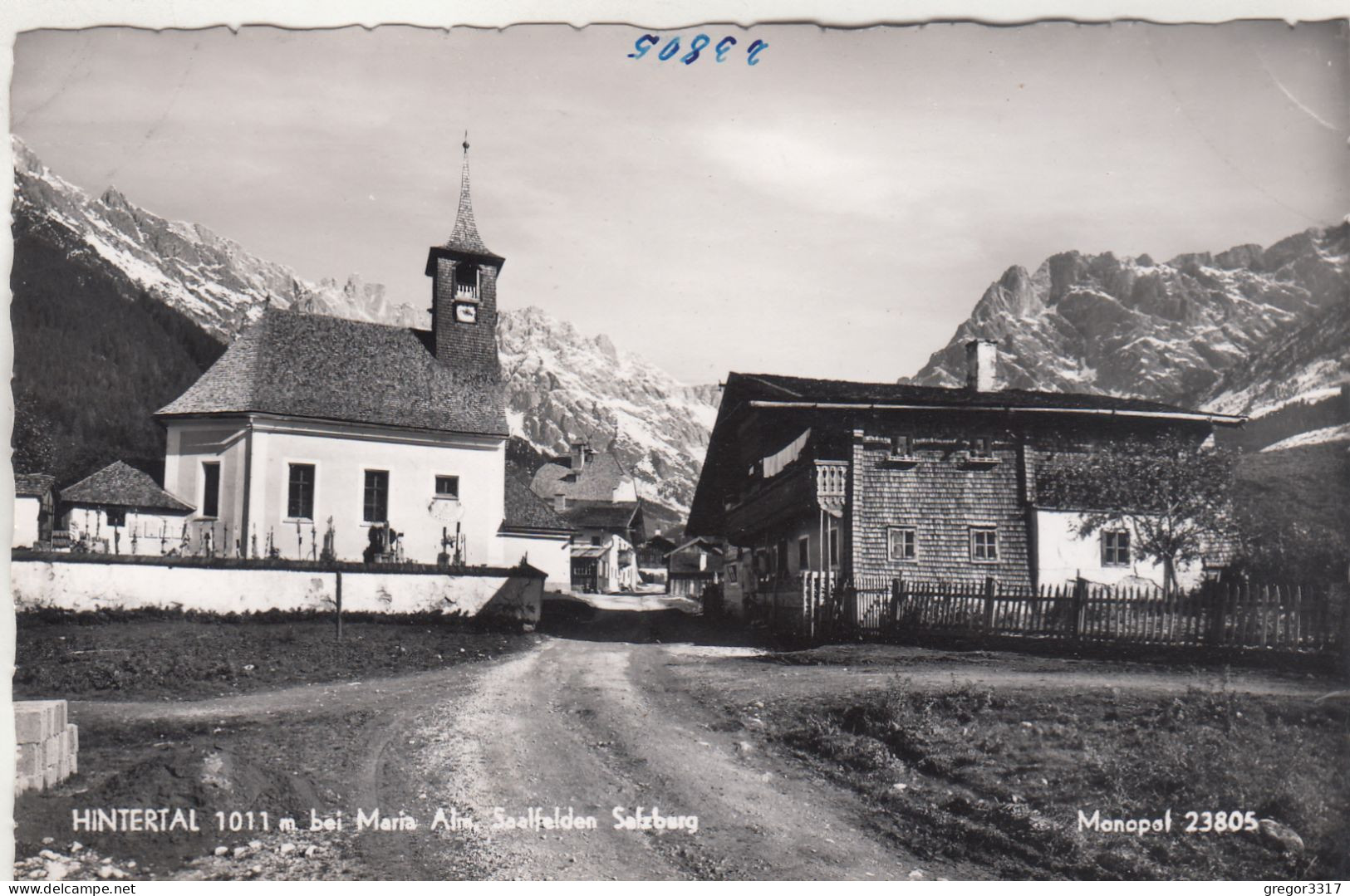 E1069) HINTERTAL Bei Maria Alm Saalfelden - Straße Mit Kirche Links Und Haus Detail Rechts - Alt ! - Saalfelden