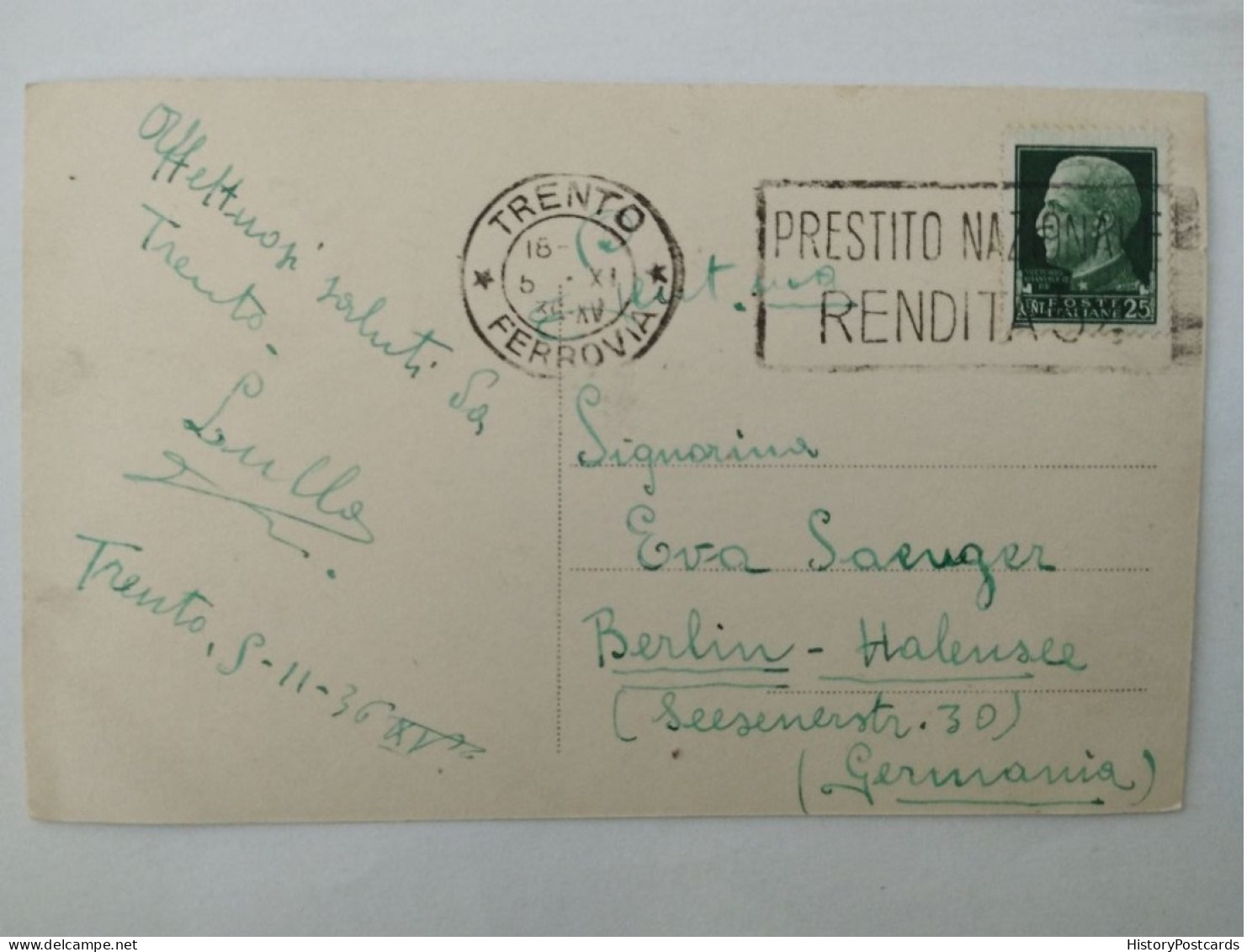 Trento, Via Roma, Credito Italiano, Triest, 1936 - Trento