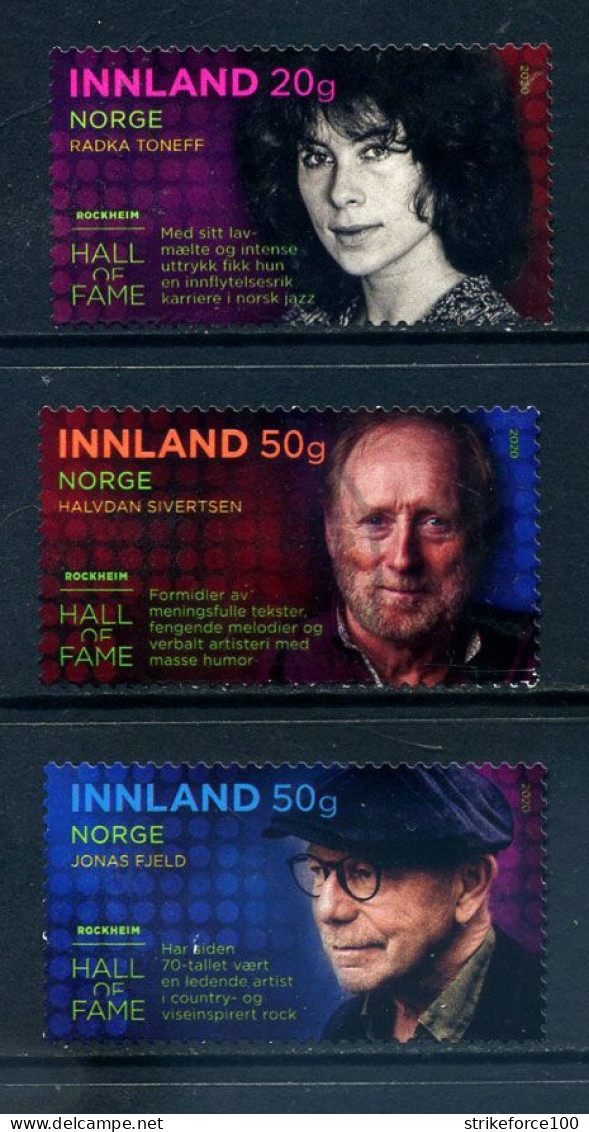 Norway 2020 - Rockheim Hall Of Fame, Used Set Of 3. - Used Stamps