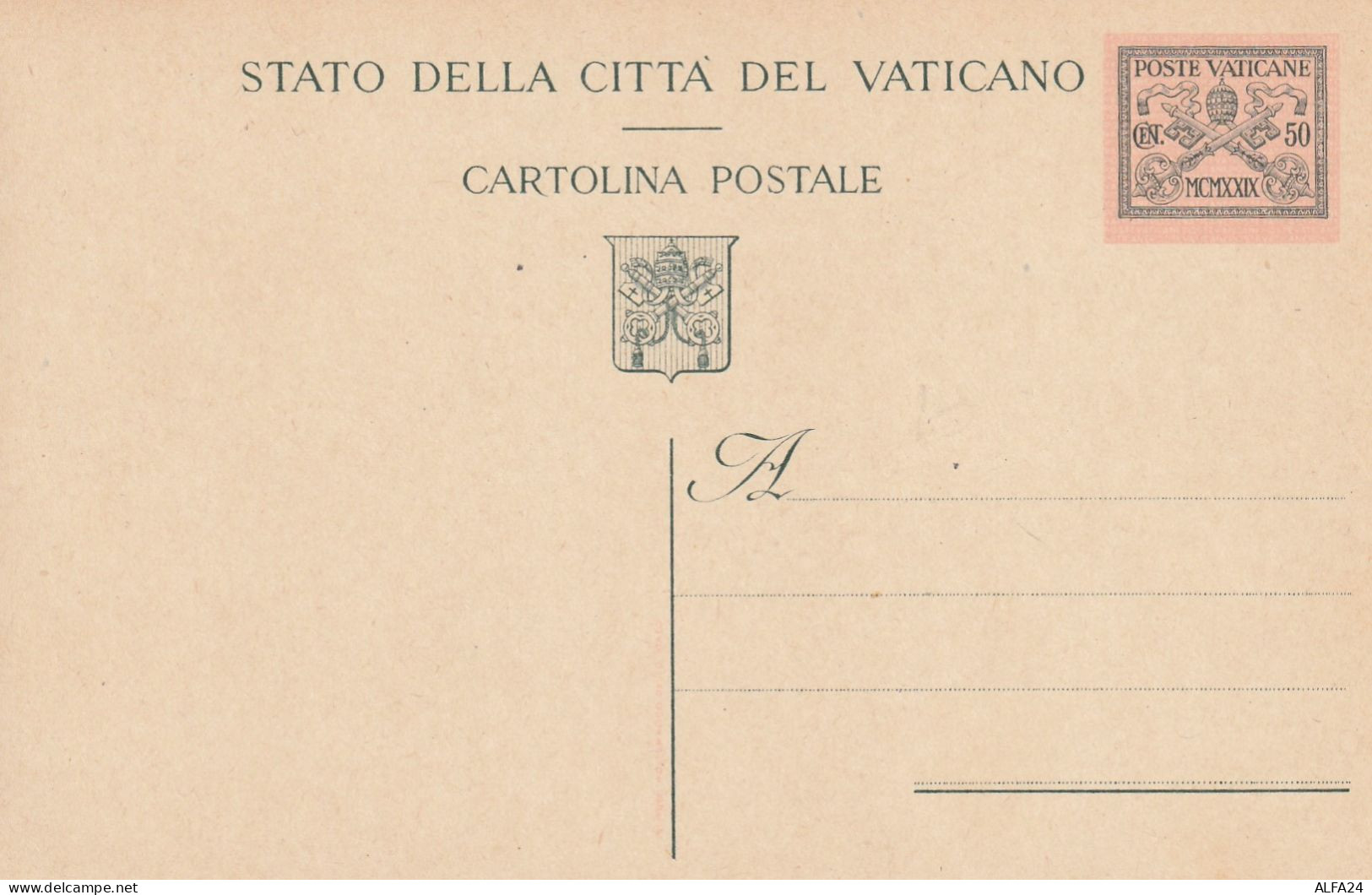 INTERO POSTALE NUOVO C.50 1930 VATICANO (ZP3820 - Postal Stationeries