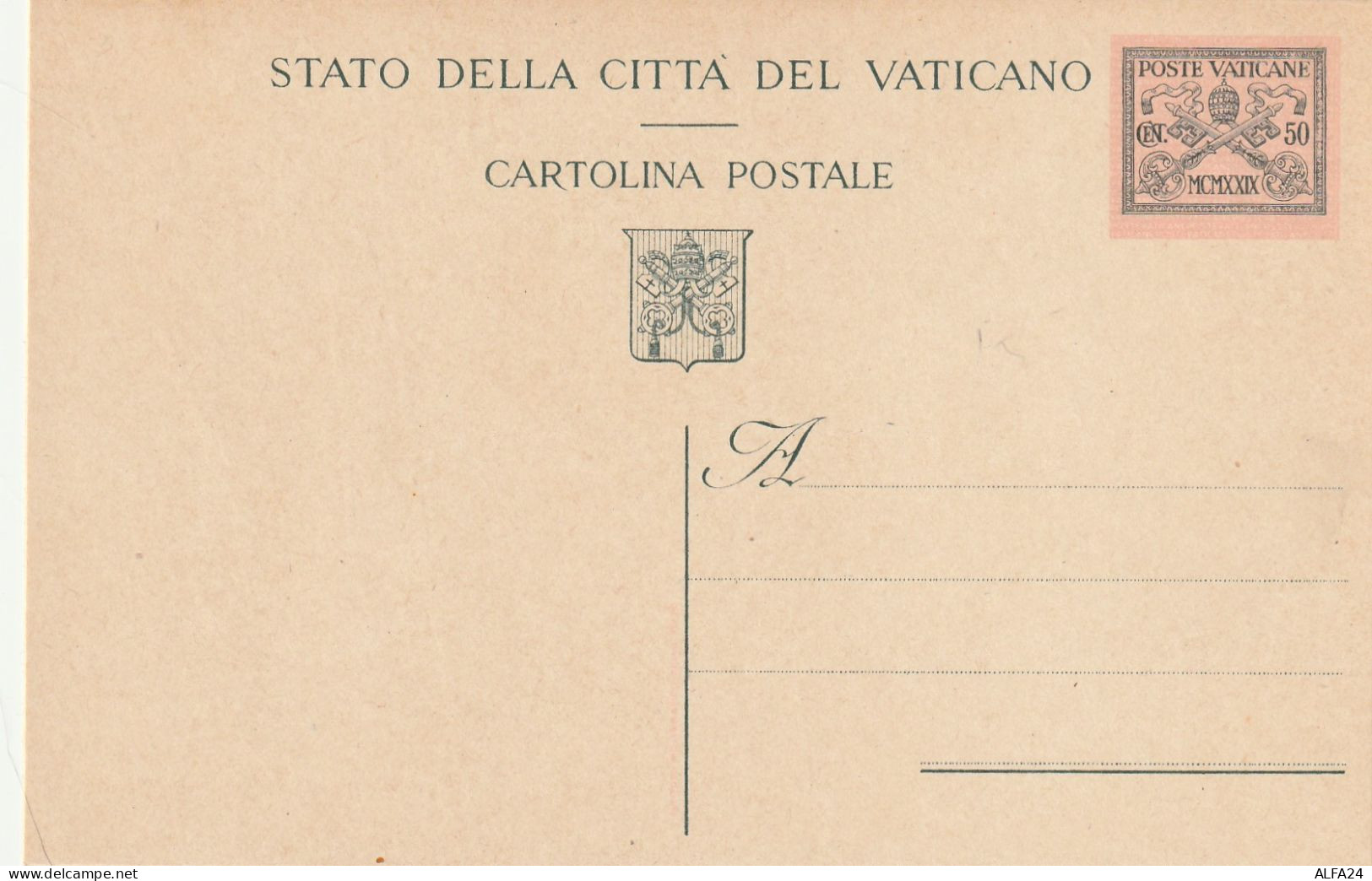 INTERO POSTALE NUOVO C.50 1930 VATICANO (ZP3817 - Postal Stationeries