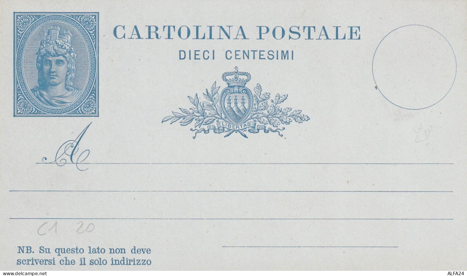 INTERO POSTALE NUOVO C.10 1882 SAN MARINO (ZP3797 - Enteros Postales