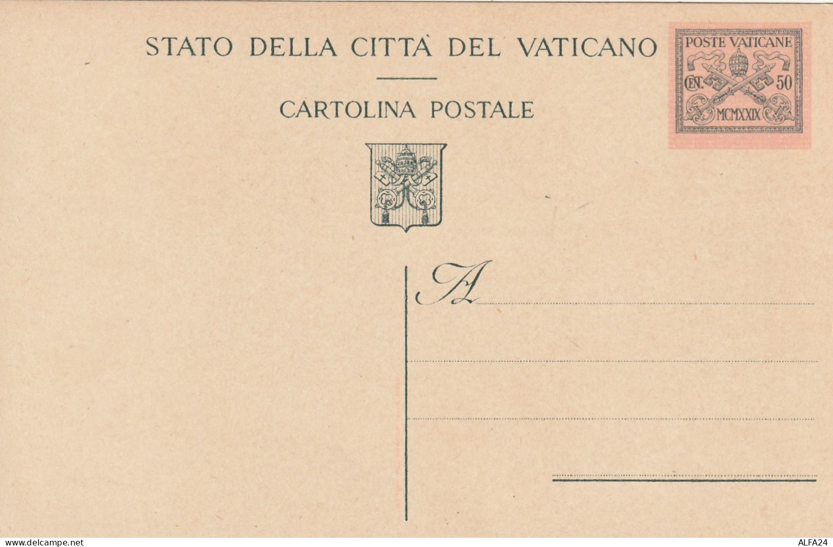 INTERO POSTALE NUOVO C.50 1930 VATICANO (ZP3816 - Postal Stationeries