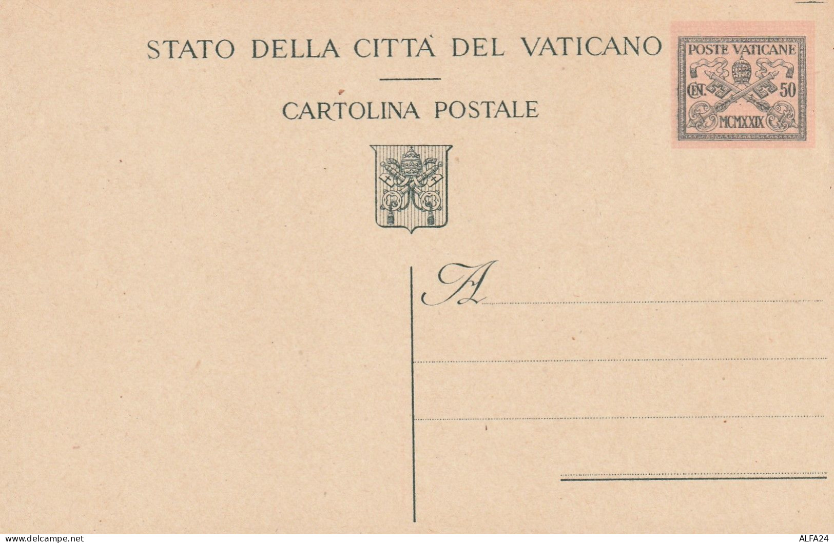 INTERO POSTALE NUOVO C.50 1930 VATICANO (ZP3819 - Interi Postali