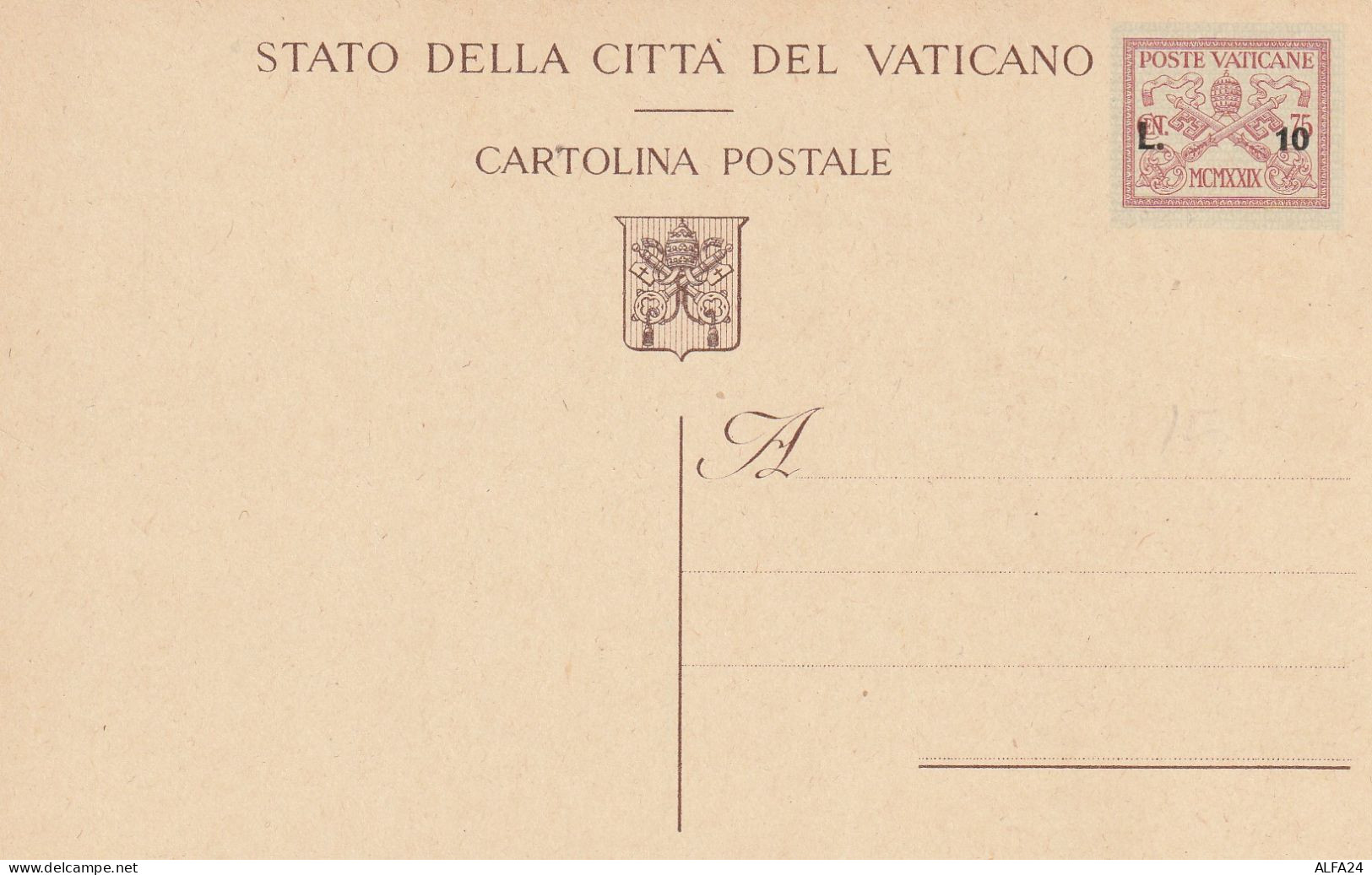 INTERO POSTALE NUOVO L.10 SS C.75 VATICANO 1945 (ZP3813 - Postal Stationeries