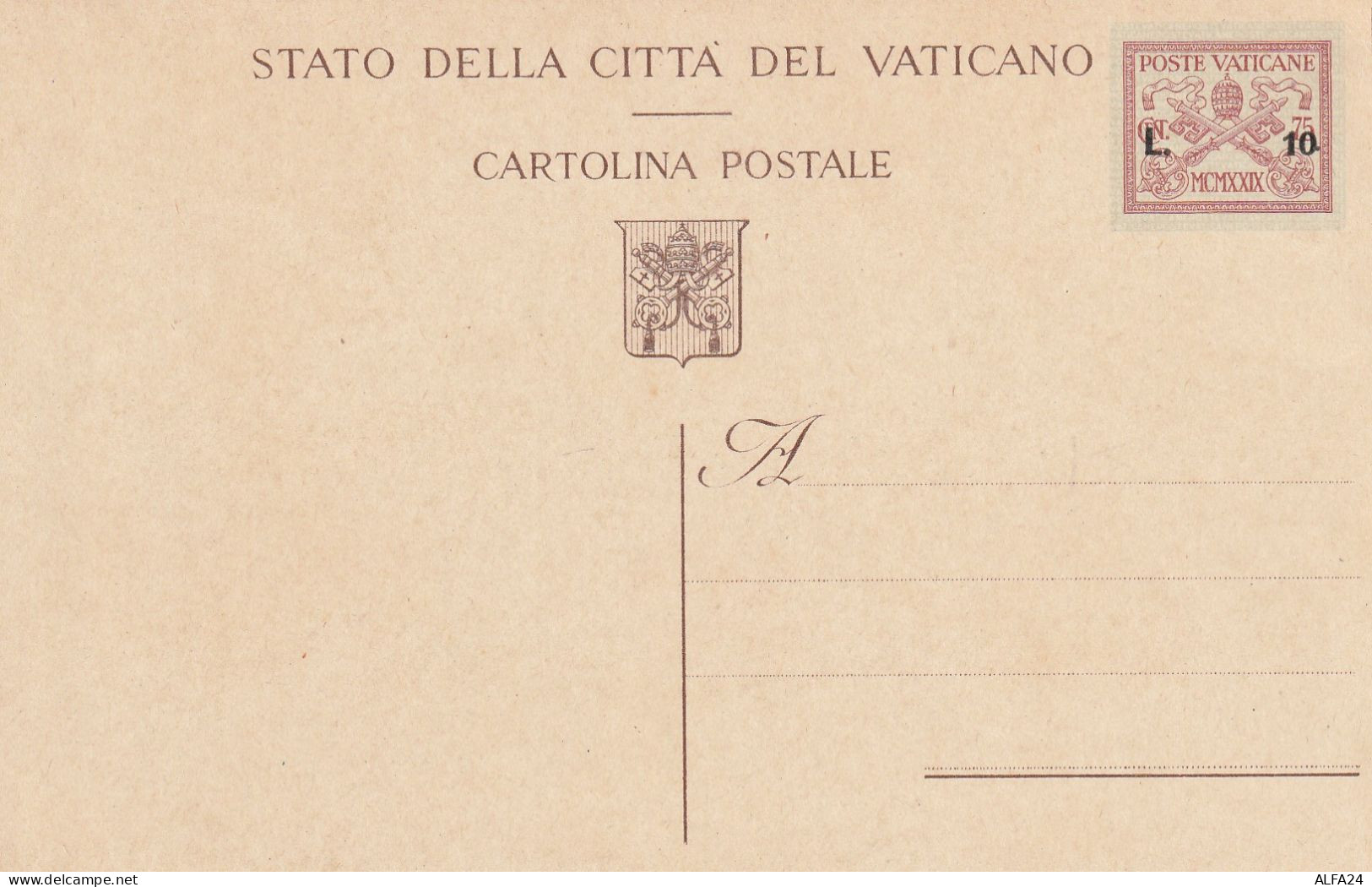 INTERO POSTALE NUOVO L.10 SS C.75 VATICANO 1945 (ZP3814 - Entiers Postaux