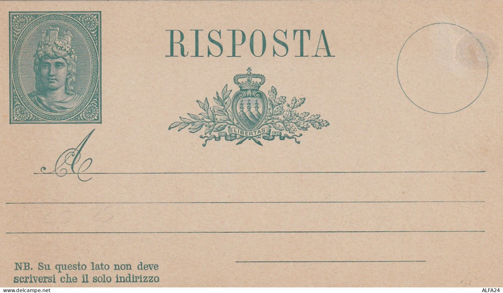 INTERO POSTALE NUOVO C.15 1894 SAN MARINO (ZP3799 - Postwaardestukken