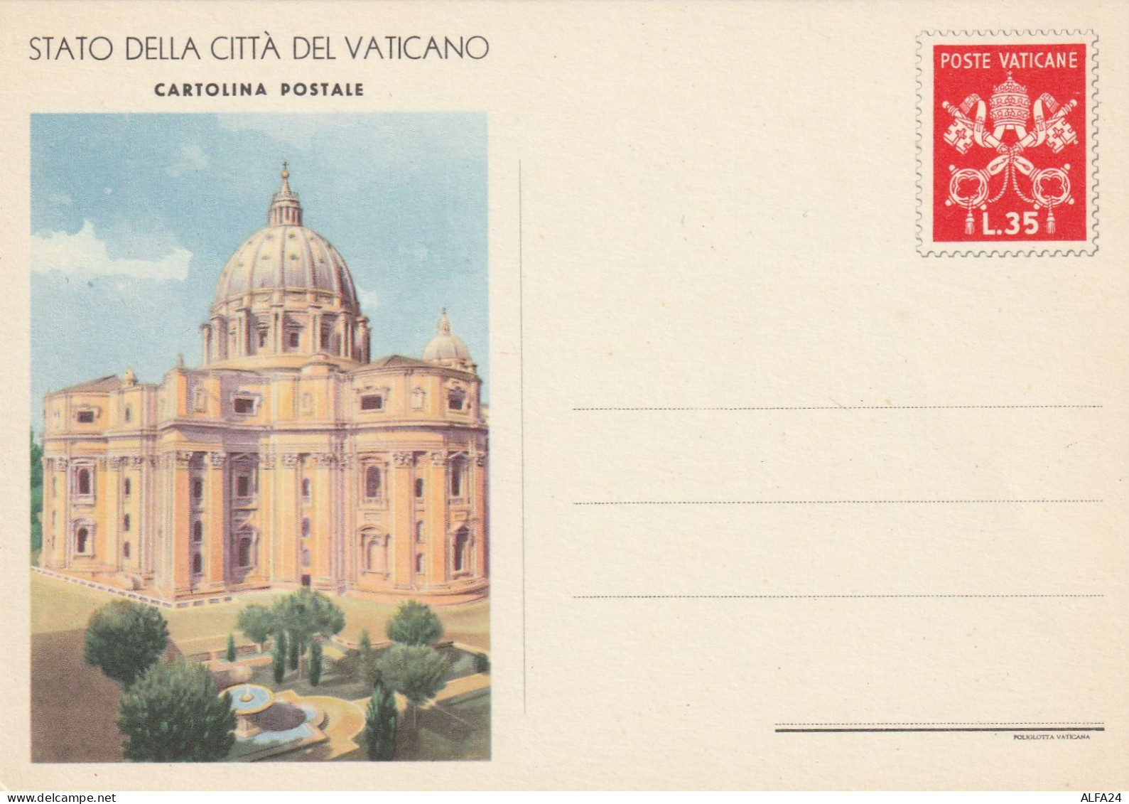 INTERO POSTALE NUOVO L.35 1950 VATICANO (ZP3804 - Postal Stationeries