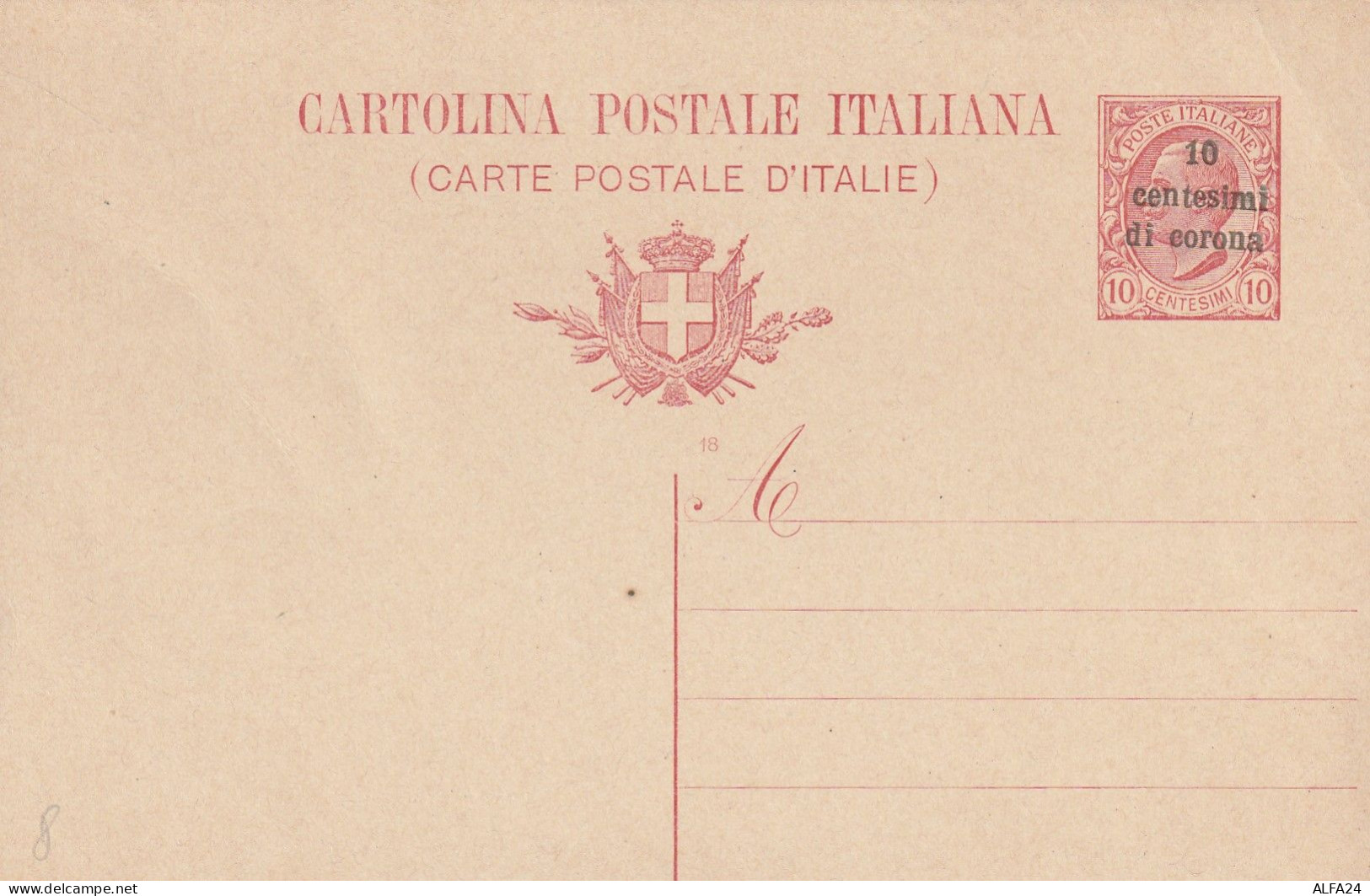 INTERO POSTALE NUOVO 10 CENT DI CORONA 1919  (ZP3705 - Occ. Autrichienne