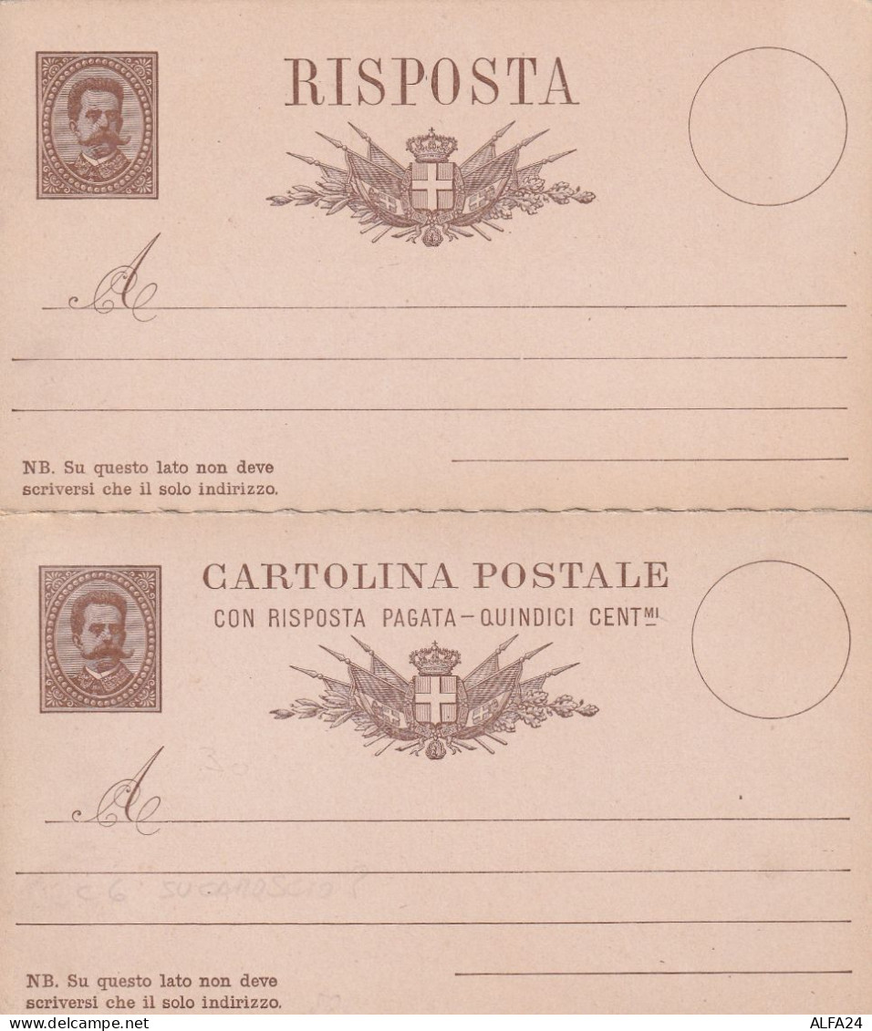 INTERO POSTALE NUOVO +RISPOSTA 15 C. 1879 SENZA MILL. (ZP3613 - Stamped Stationery