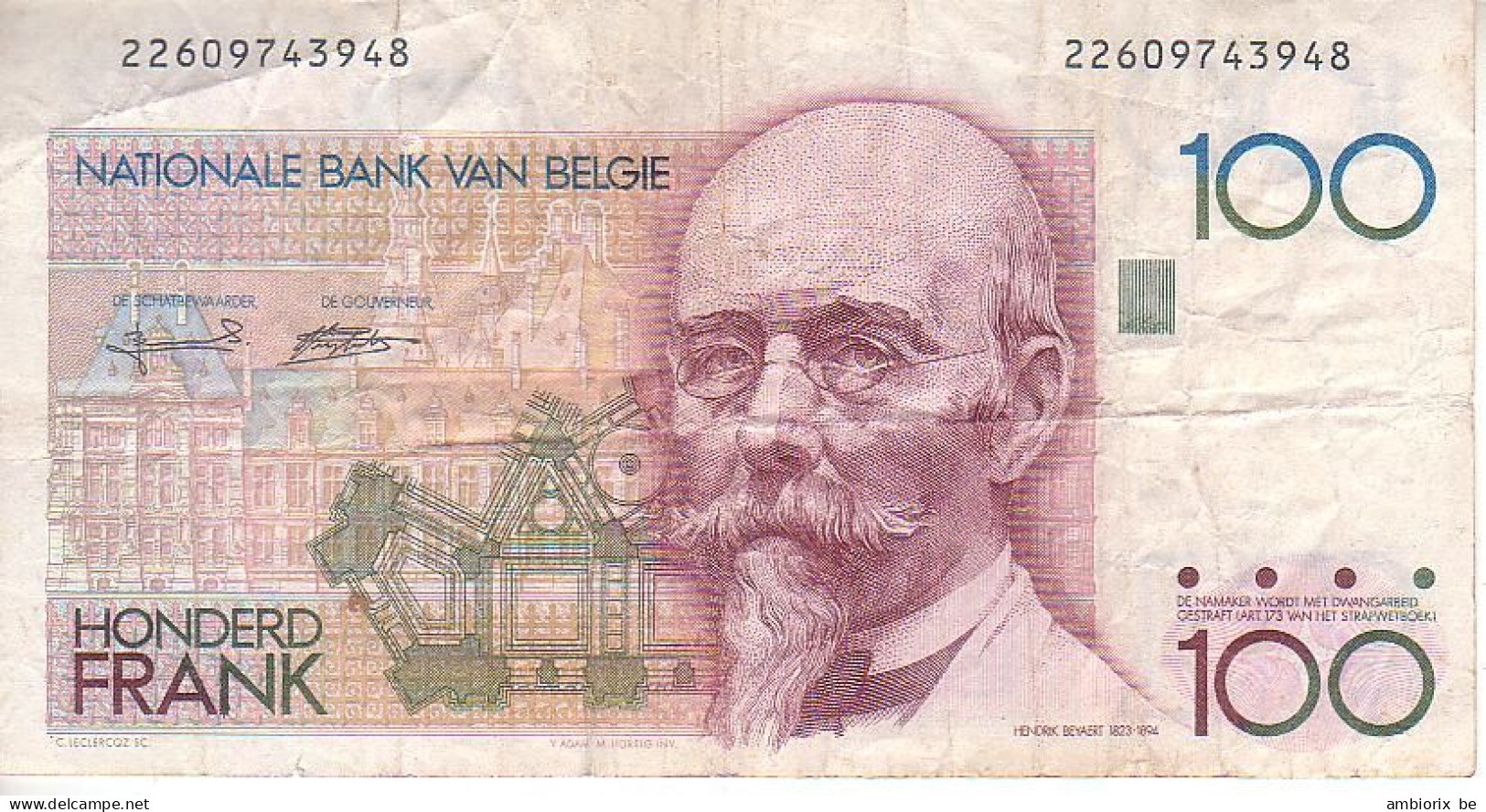 Belgique - Billet 69 - Type à Identifier - 100 Frank