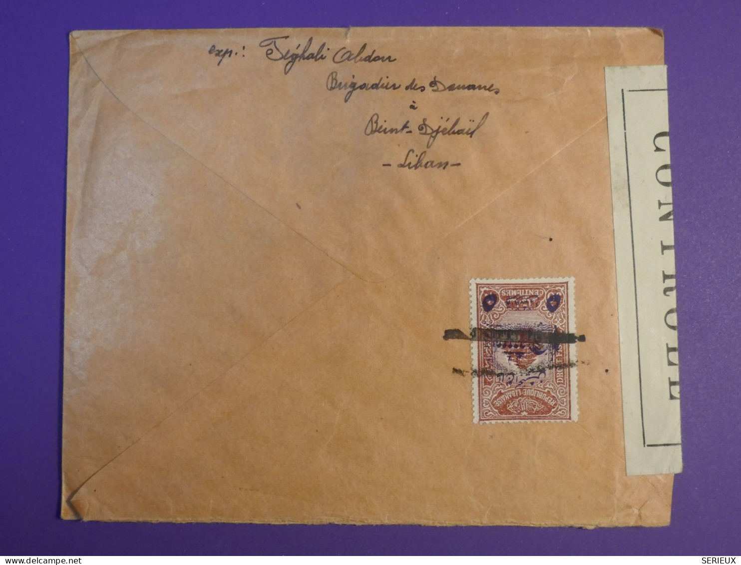 BY0 LIBAN  BELLE LETTRE CENSUREE 1945 BINT JEBAIL A VERSAILLES FRANCE  +AFF. INTERESSANT+ + - Storia Postale