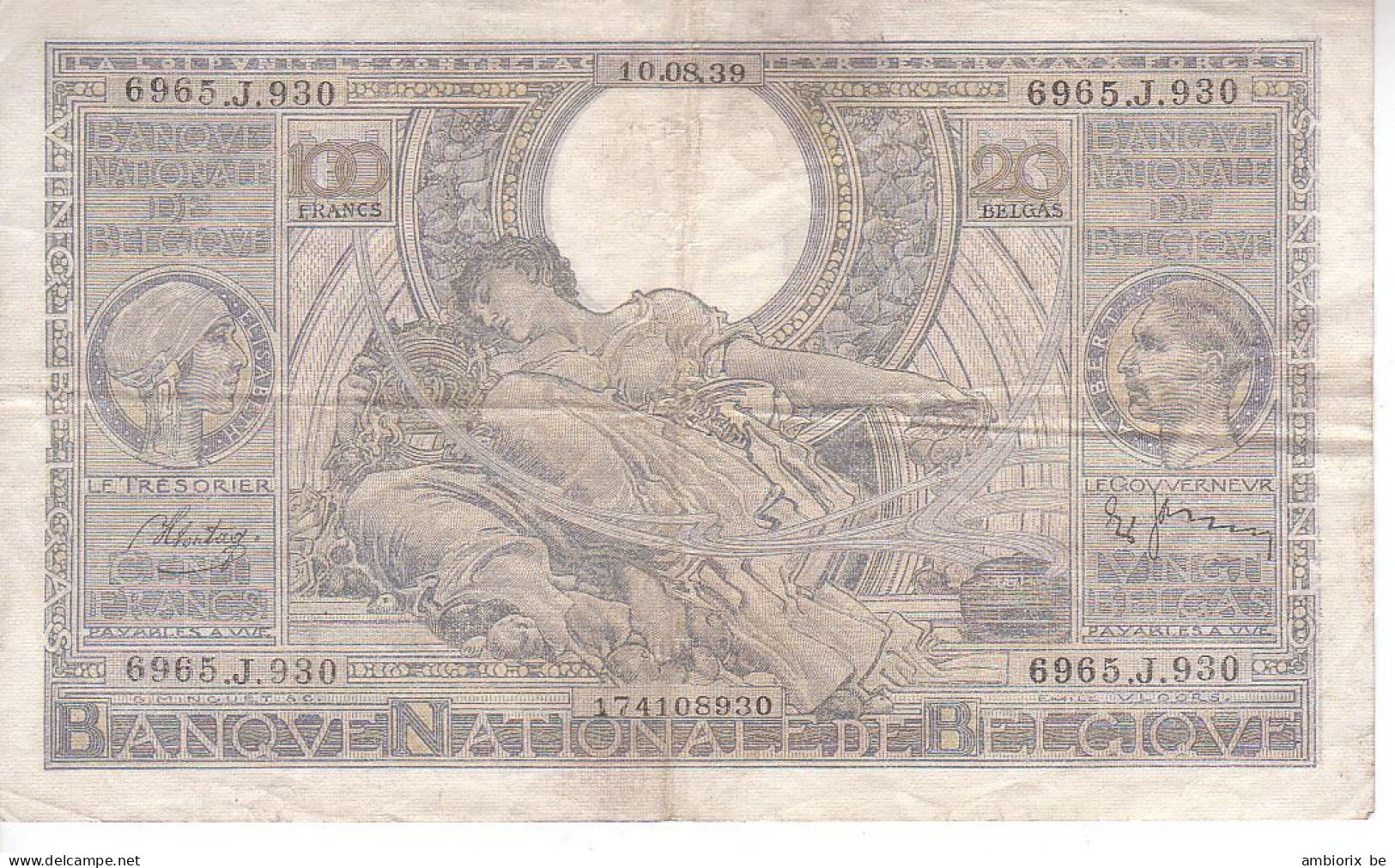 Belgique - Billet 60 C - Daté 10.08.39 - Soit Une Date Postérieure à Celle Donnée Dans Le Catalogue (?) - 100 Francs & 100 Francs-20 Belgas