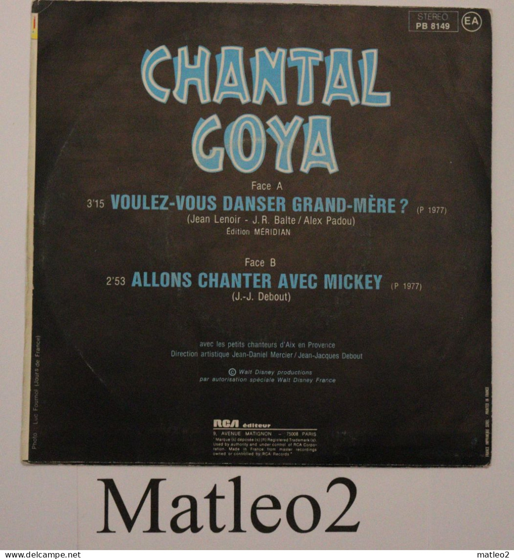 Vinyle 45 Tours : Chantal Goya - Voulez-vous Danser Grand-mère? / Allons Chanter Avec Mickey - Children