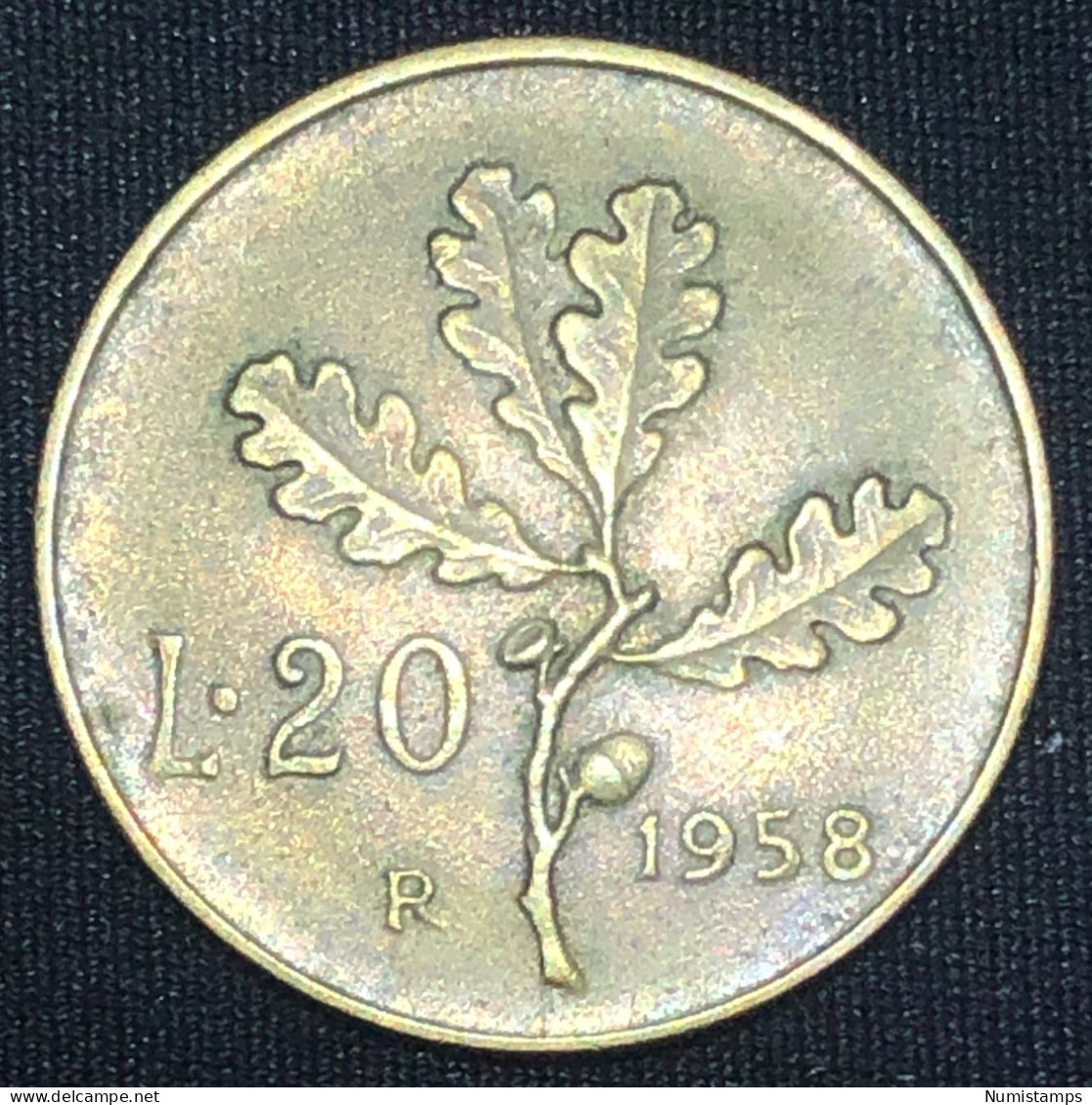 Italia 20 Lire, 1958 - 20 Liras