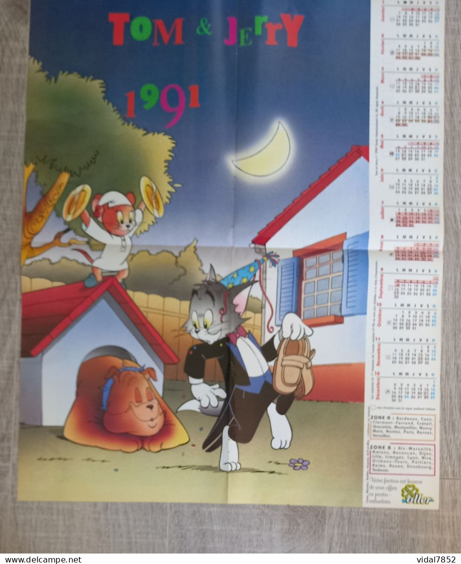 Calendrier-Almanach Des P.T.T 1991-Poster Intérieur Communauté Européenne--Tom Jerry Département AIN-01-Référence 414 - Big : 1991-00