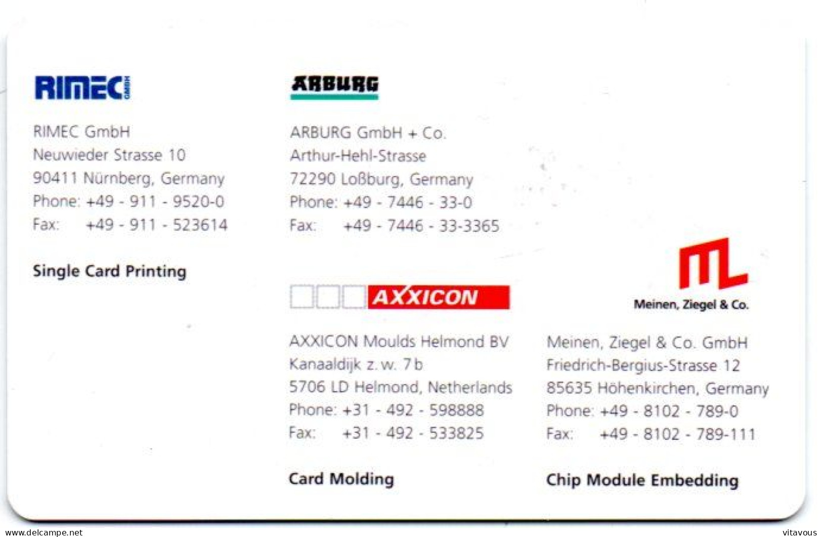 Carte AXXICON RILECI Card Karte (F 552) - Tarjetas De Salones Y Demostraciones