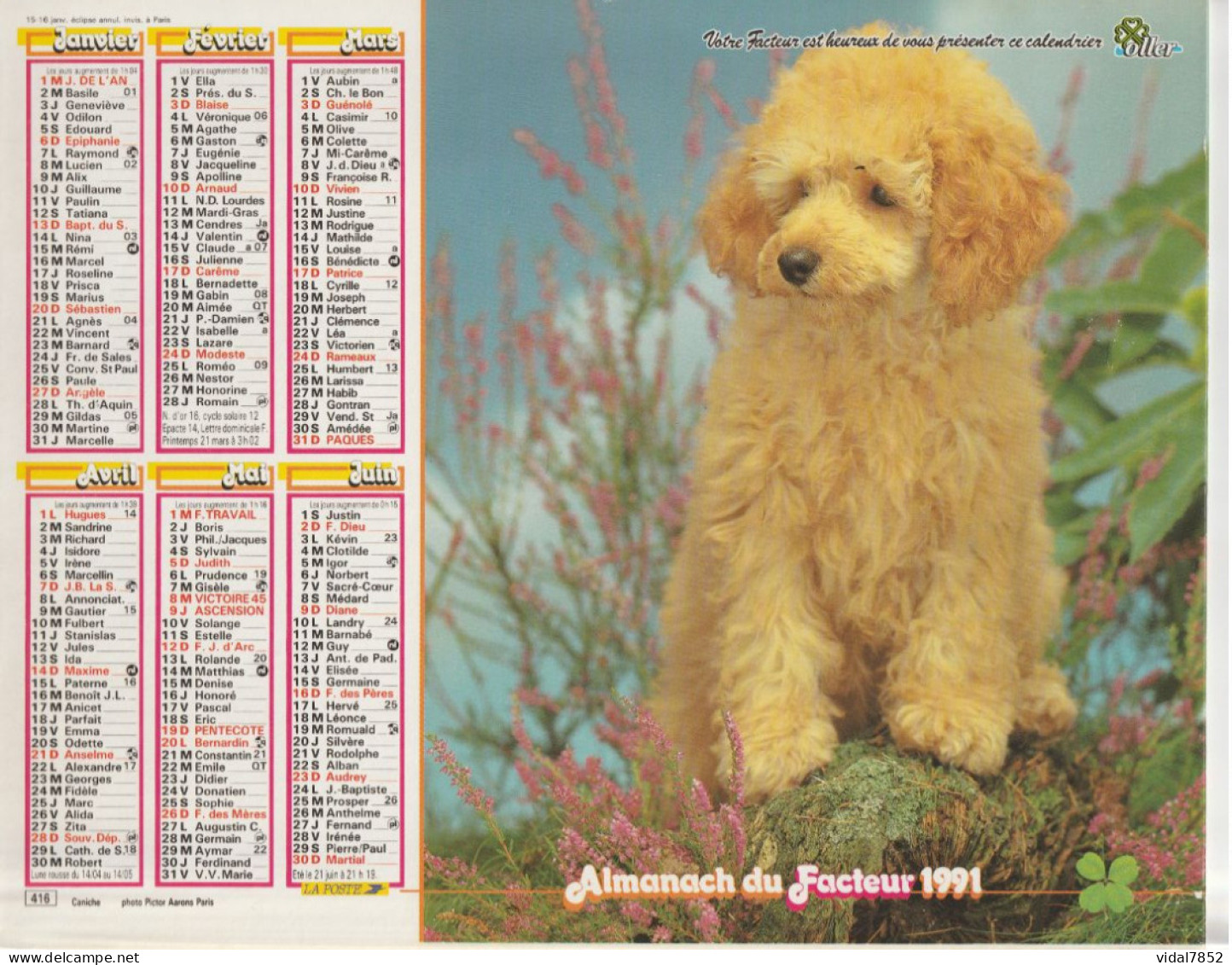 Calendrier-Almanach Des P.T.T 1991-Poster Intérieur Communauté Européenne--Tom Jerry Département AIN-01-Référence 416 - Big : 1991-00