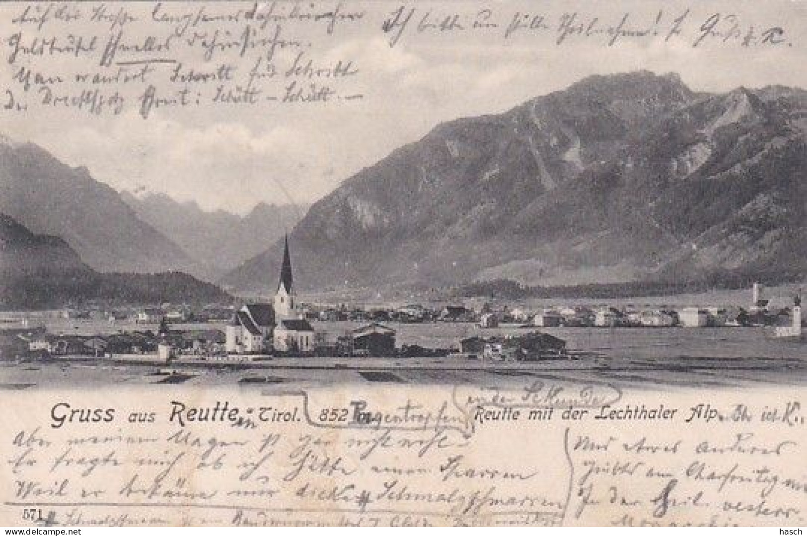 3736 14 Gruss Aus Reutte, Reutte Mit Der Lechthaler Alp. 1904.  - Reutte