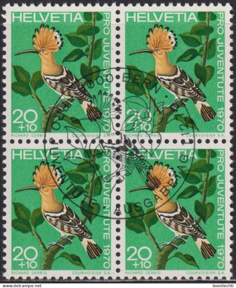 1970 Schweiz Pro Juventute ET ° Zum: CH J233, Mi: CH 937, Wiedehopf, Einheimische Vögel - Piciformes (pájaros Carpinteros)