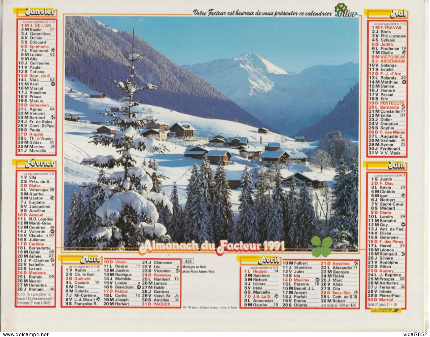 Calendrier-Almanach Des P.T.T 1991-Poster Intérieur Communauté Européenne--Tom Jerry Département AIN-01-Référence 426 - Grand Format : 1991-00