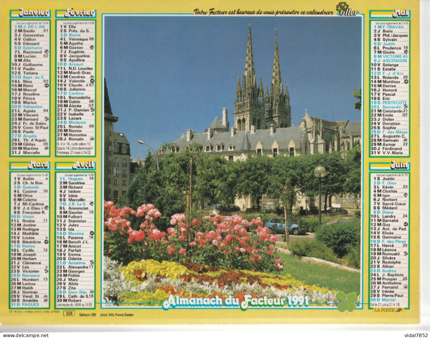 Calendrier-Almanach Des P.T.T 1991-Poster Intérieur Communauté Européenne--Tom Jerry Département AIN-01-Référence 325 - Formato Grande : 1991-00