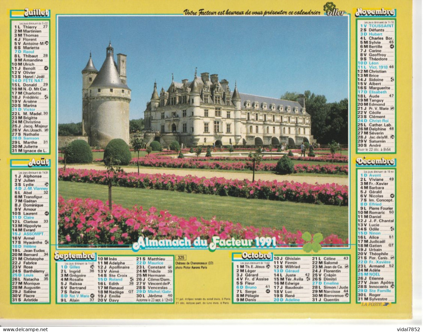 Calendrier-Almanach Des P.T.T 1991-Poster Intérieur Communauté Européenne--Tom Jerry Département AIN-01-Référence 325 - Grossformat : 1991-00