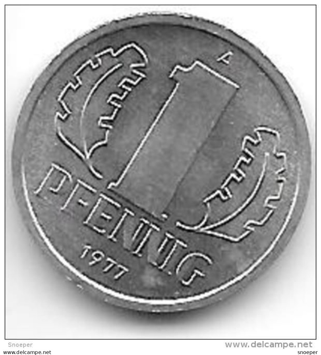 DDR1 Pfennig 1977     Km  8.2  Unc - 1 Pfennig