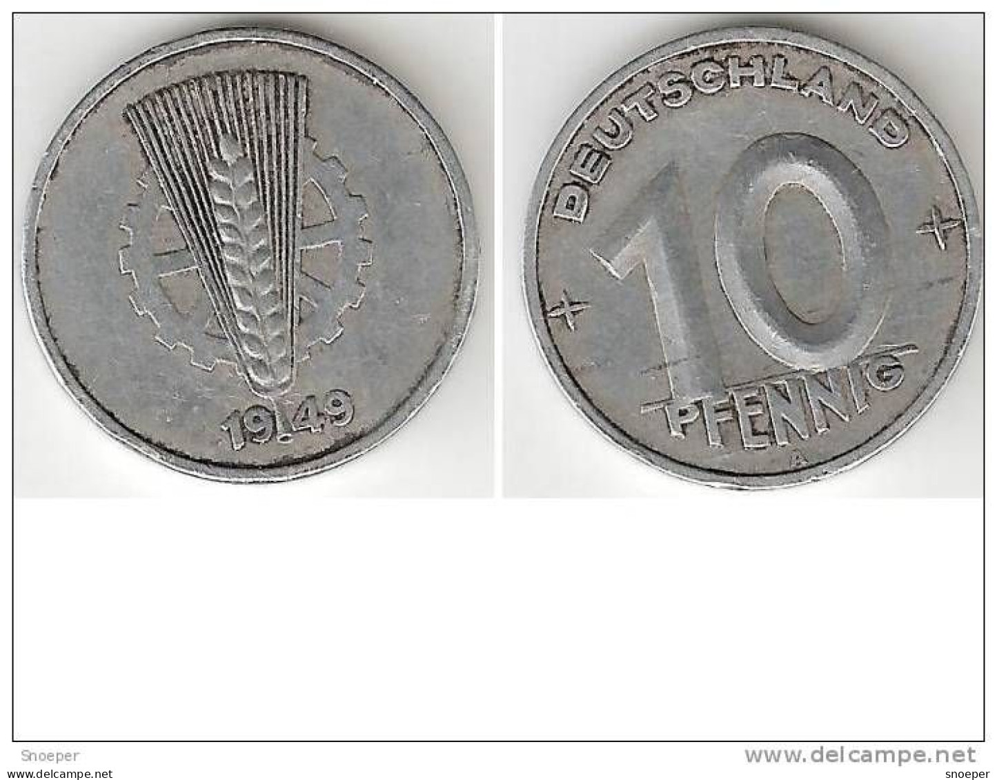 DDR 10 Pfennig 1949 A Km 3 Vf+ - 10 Pfennig