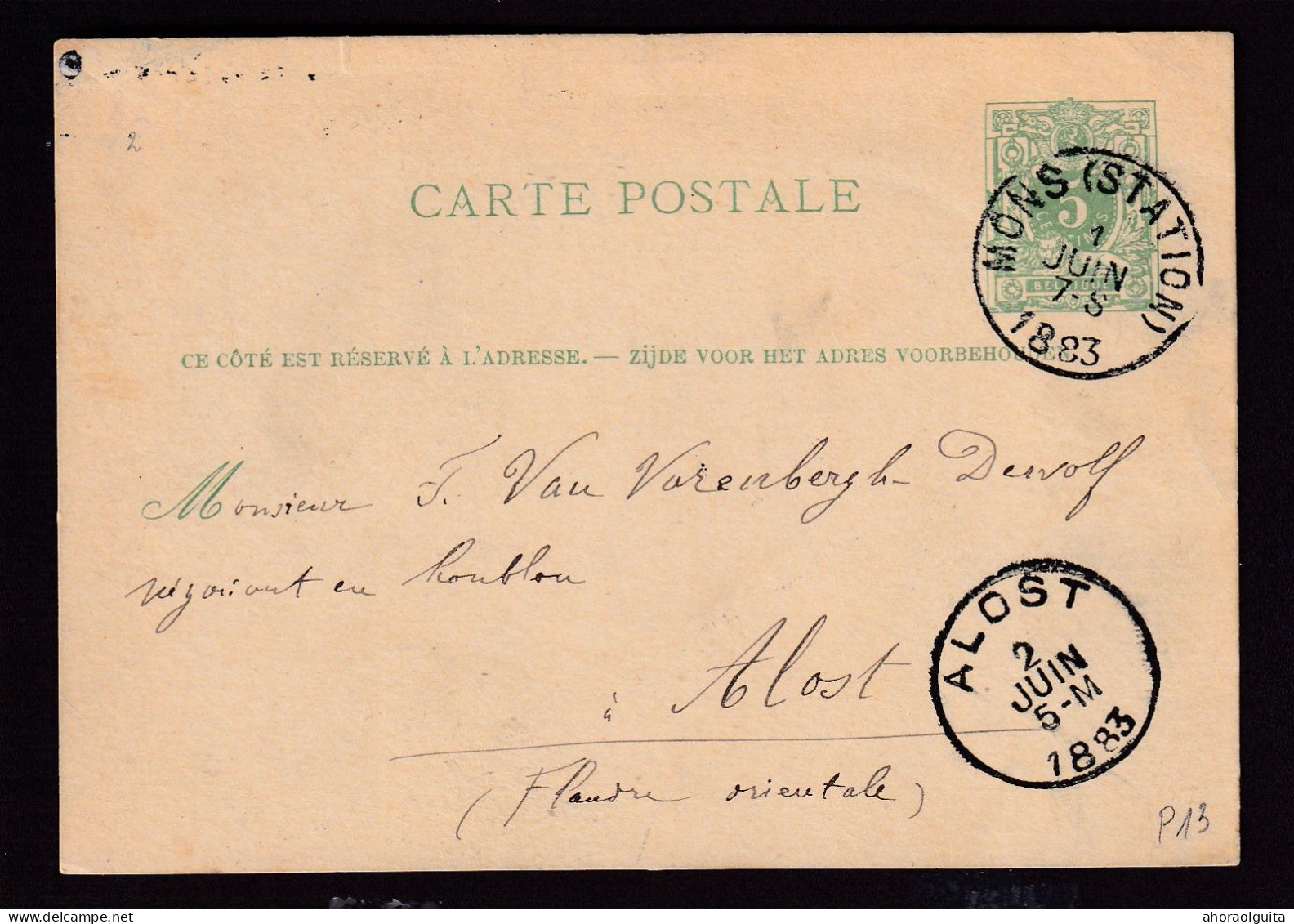 DDFF 352 -- Belgium BREWERY - Entier Postal MONS 1883 Vers Van Varenbergh, Négociant En Houblon à ALOST - Beers