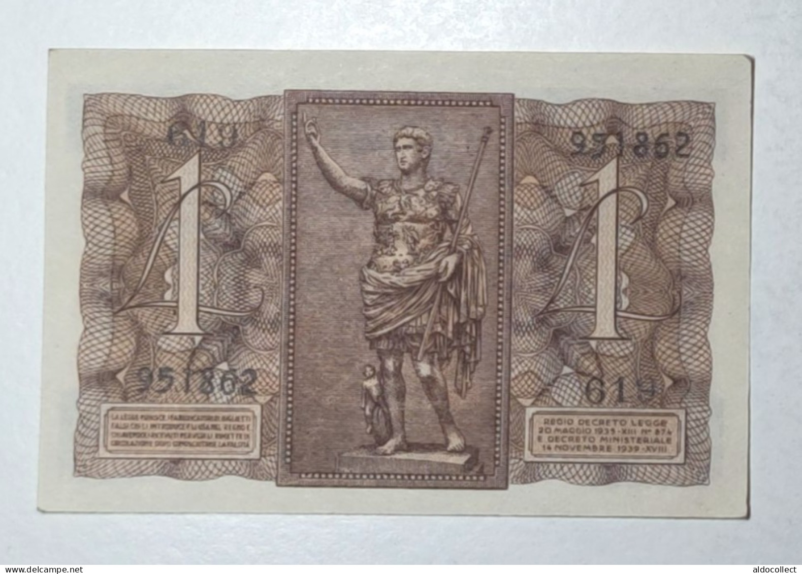 Regno D'Italia - 1 Lira Impero 1939 FDS / UNC - Regno D'Italia – 1 Lire