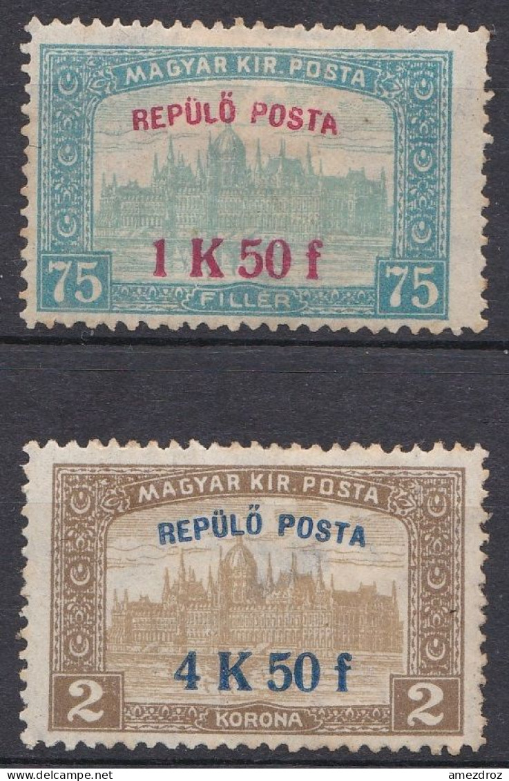 Hongrie PA 1918 N° 1-2 * Poste Aérienne - Timbres Du Parlement De 1917 Surchargés  (J26) - Ungebraucht