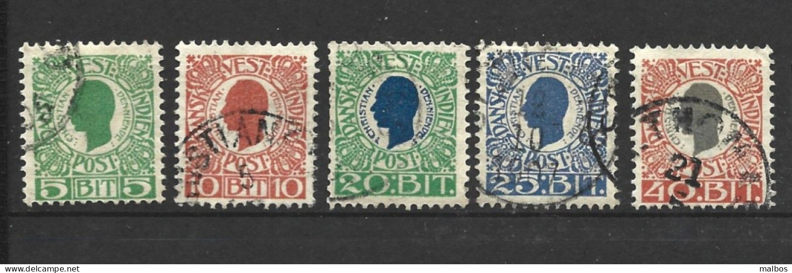 ANTILLES DANOISES 1905 (o) Y&T N° 27 à 31   Wmk Crown - P 12.5 - Denmark (West Indies)