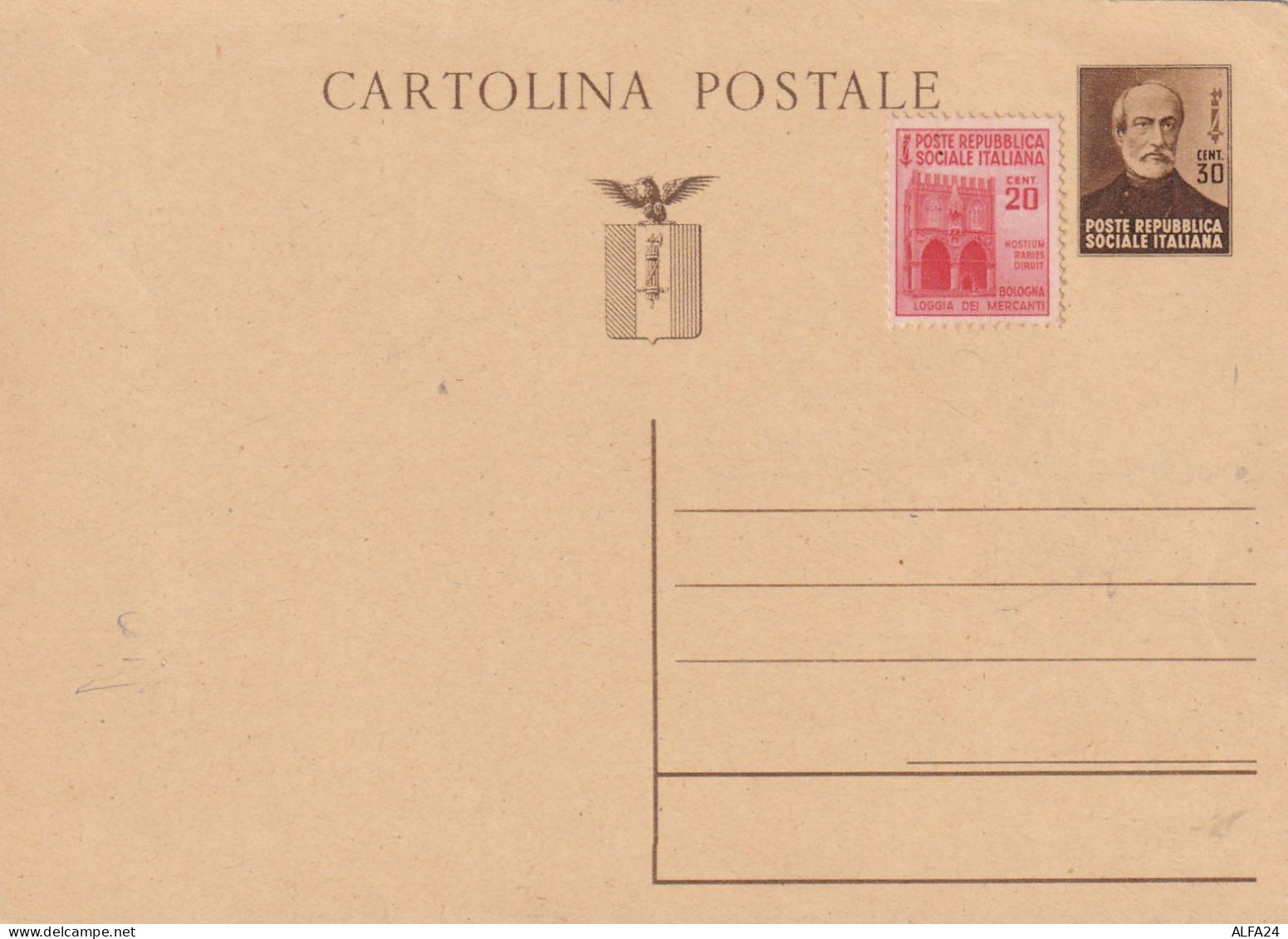 INTERO POSTALE RSI 30 C. MAZZINI NUOVO + 20 C MONUM.DISTRUTTI (ZP4939 - Stamped Stationery