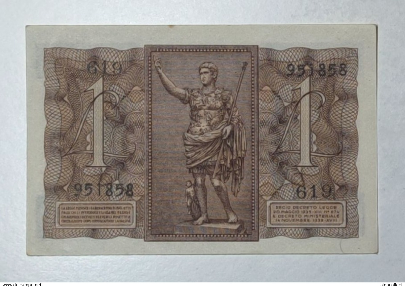 Regno D'Italia - 1 Lira Impero 1939 QFDS / AUNC - Regno D'Italia – 1 Lira