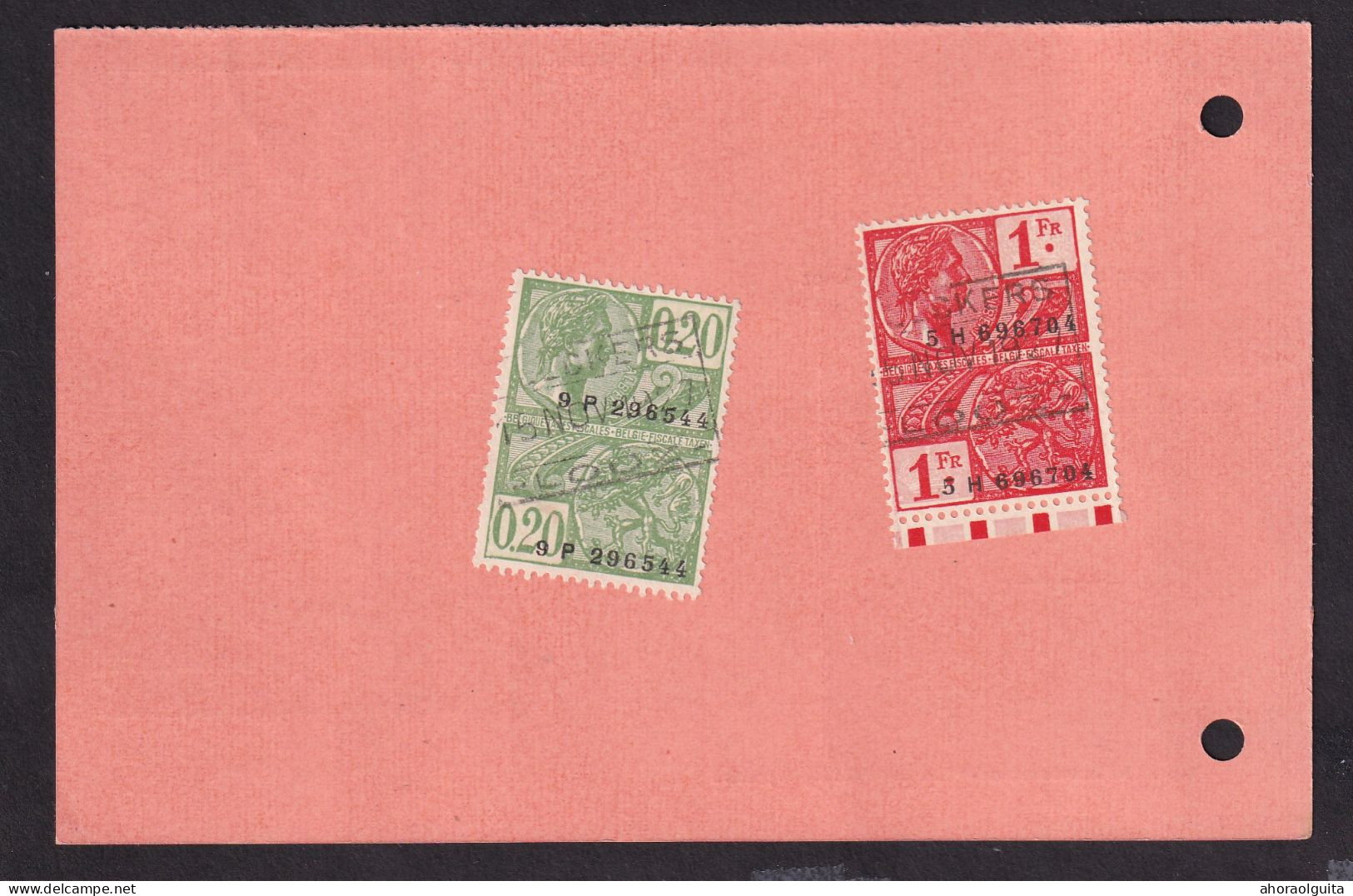 DDFF 360 -- Carte Récépissé TP Houyoux BORGLOON LOOZ 1927 - Verso 2 Timbres Fiscaux - Dokumente