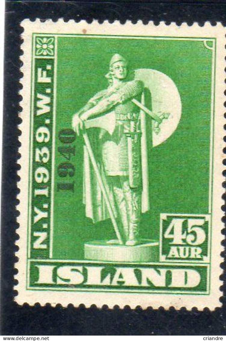 Islande :Timbres Année 1940 N° 188**surchargé 1940 - Nuovi
