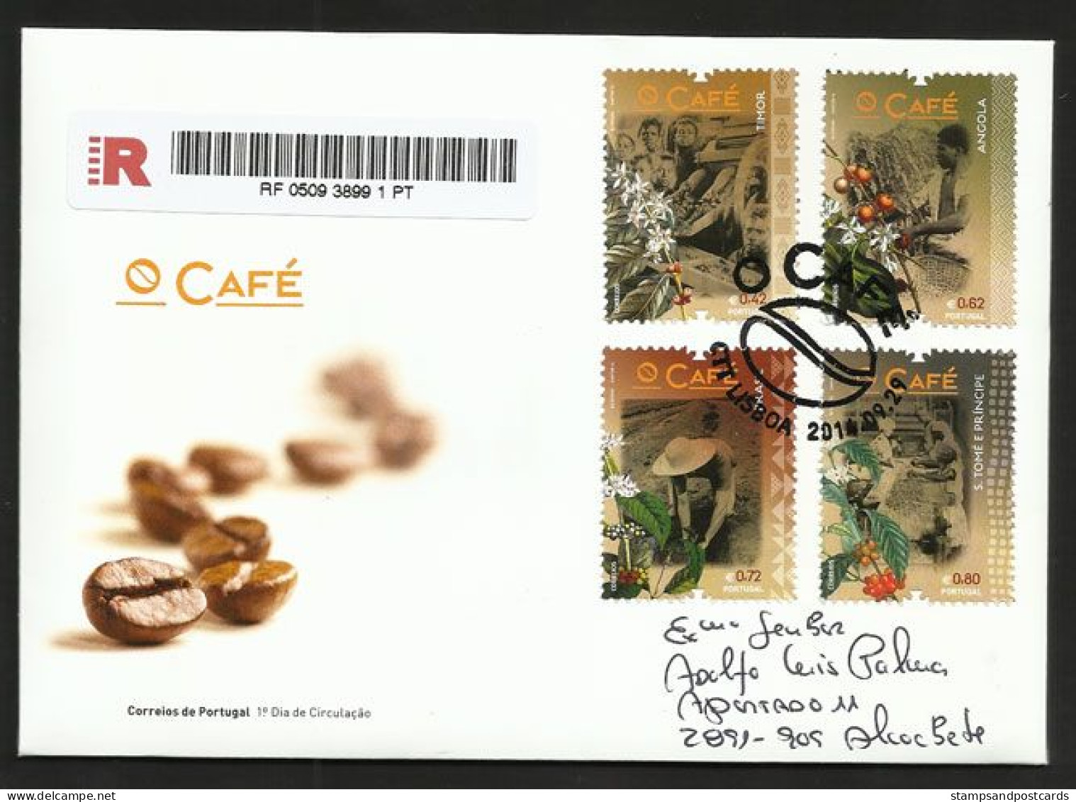 Portugal 2014 Café Timor Angola Brèsil Brasil Sao Tome Et Principe FDC Recommandée Coffee East Timor Brazil St. Thomas - Other & Unclassified