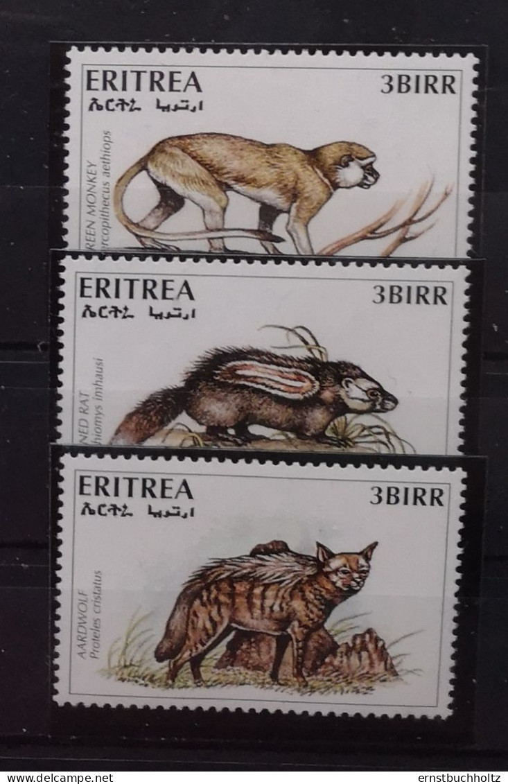 Eritrea 1996 Wildtiere Mi 79/82** Im Angebot Die 3v Säuger - Eritrea