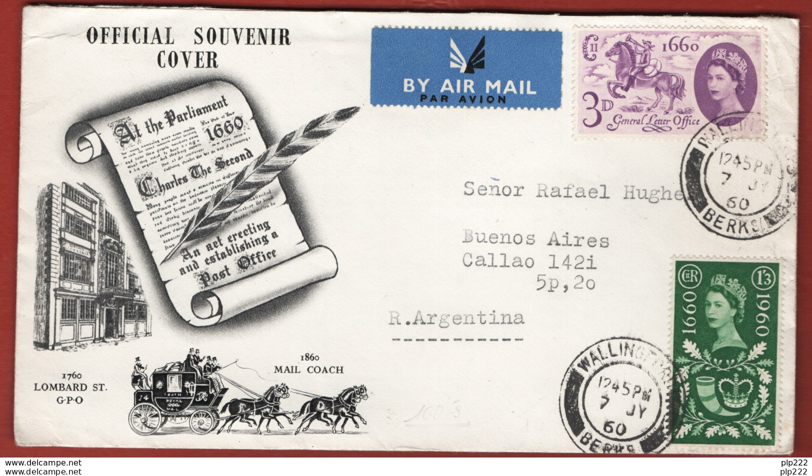 Gran Bretagna 1960 FDC General Letter Office Unif.355/56 Via Aerea VF - 1952-1971 Em. Prédécimales