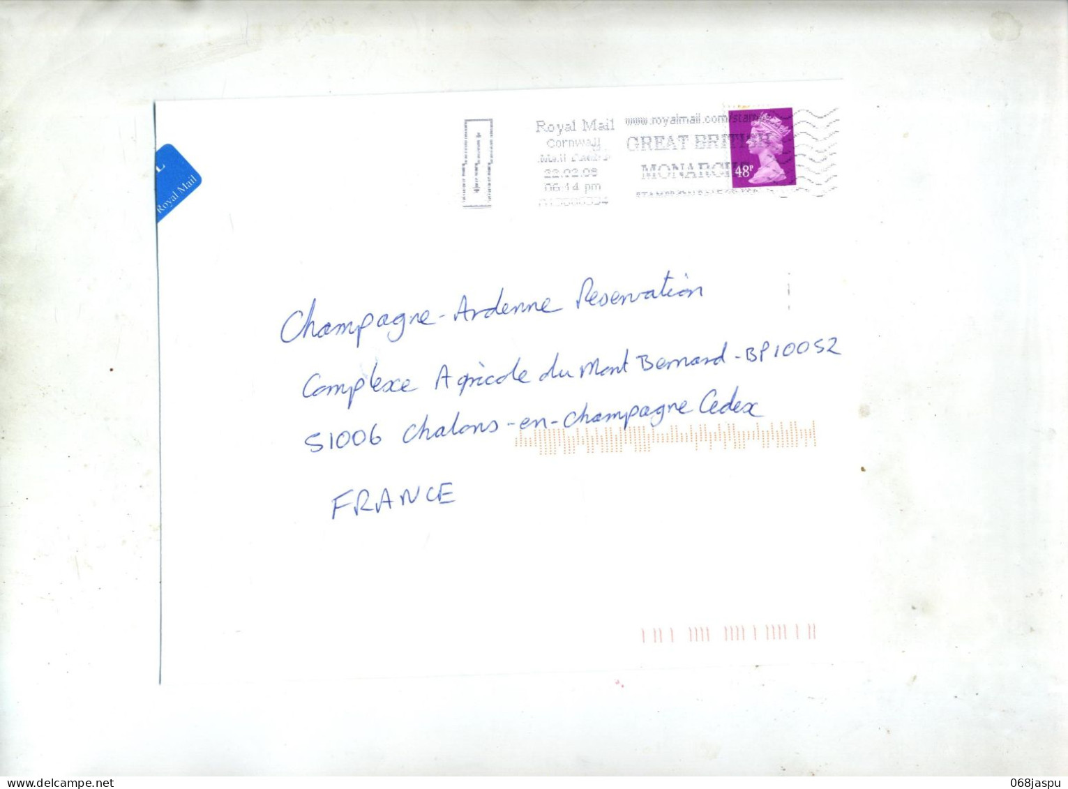 Grand Fragment De Lettre Flamme Cornwall Monarchie - Covers & Documents