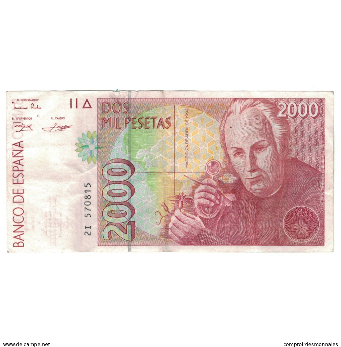 Billet, Espagne, 2000 Pesetas, 1992, KM:162, TB - [ 4] 1975-… : Juan Carlos I