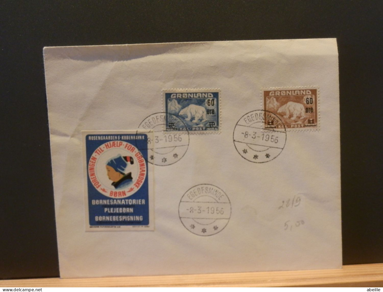 FDC GROENL.57/  LETTRE   GROENLAND  1956  NR. 28/9+ VIGNET - Storia Postale