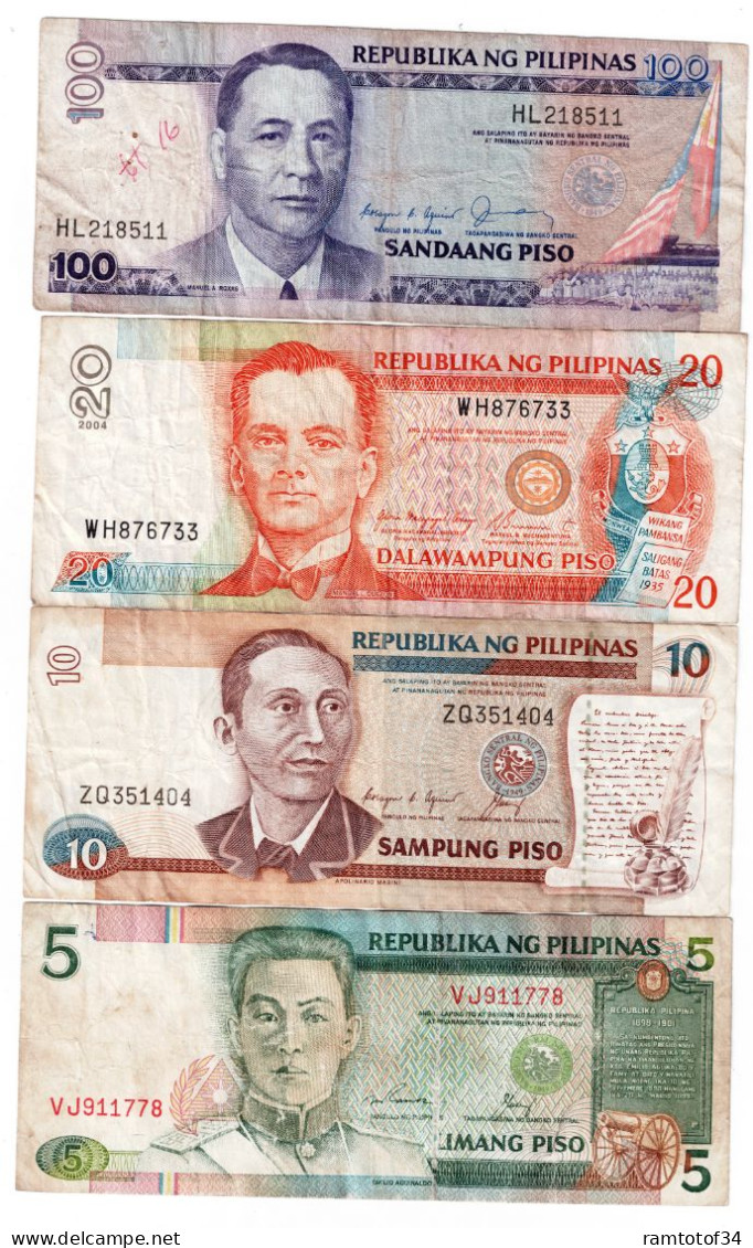PHILIPPINES - Lot 4 Billets 10,20,50 Et 100 Pisos - Philippines