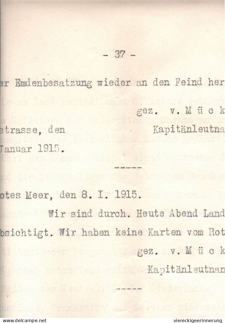 ! Admiralstab der Reichsmarine, Berlin, 37 S. Original Abschrift Kriegstagebuch Hellmuth von Mücke, warship, SMS Emden