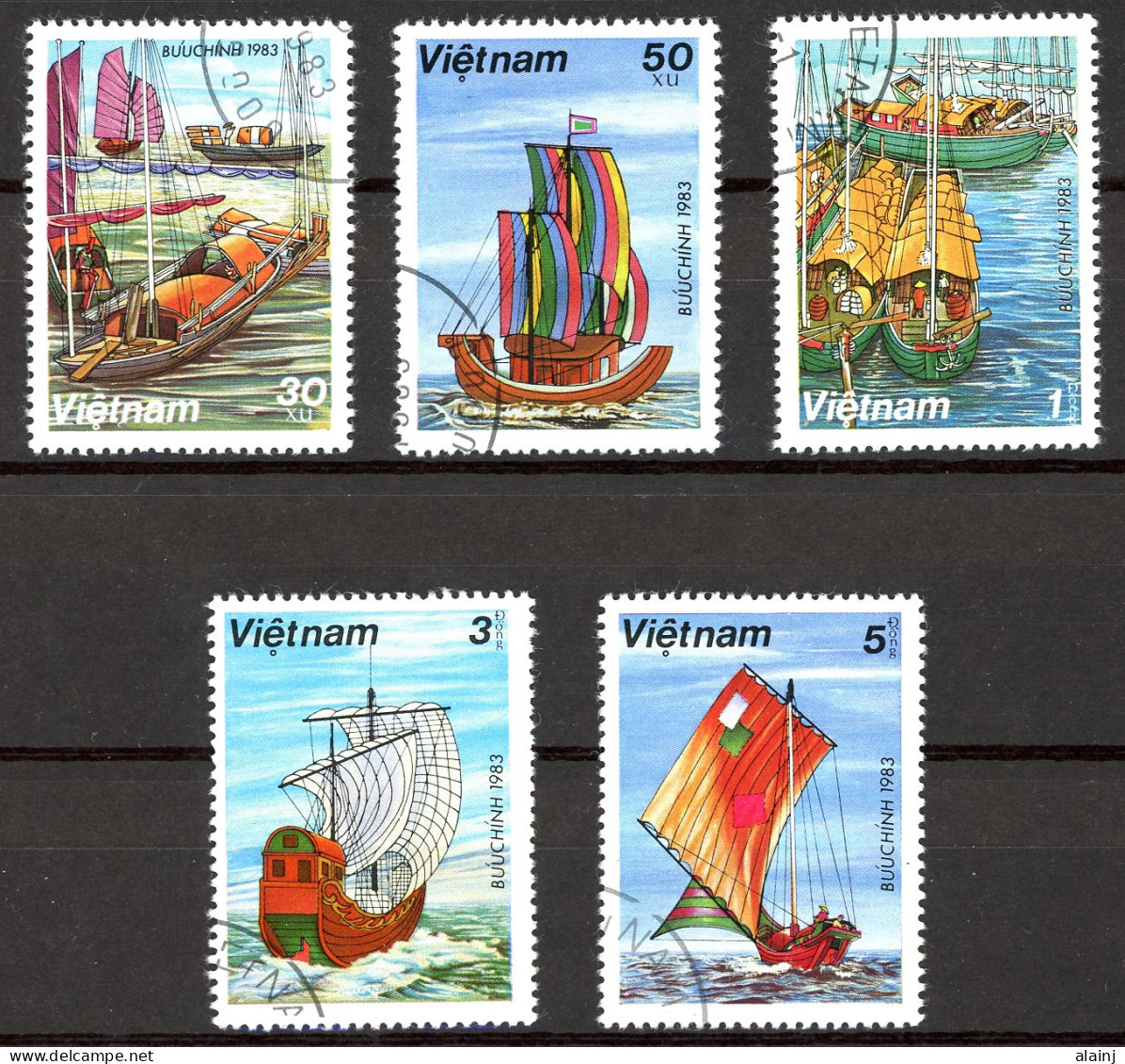 Viêt-Nam   Y&T   381 - 385    Obl   ---  1983  --  Bateaux à Voile  --  TTB - Used Stamps